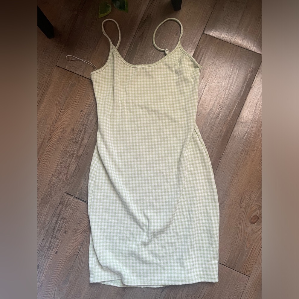 Bear Dance light green checkered dress, size s